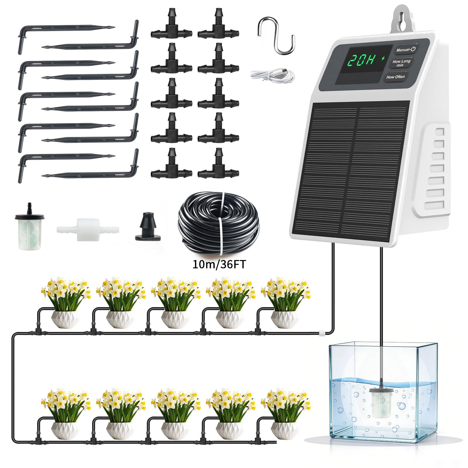 Solar Drip Irrigation Kit Garden - Усовершенствованная солнечная система капельного полива: автоматическое